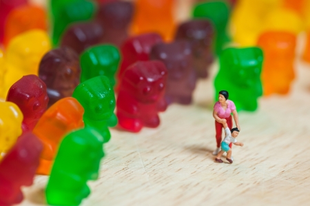 Gummi bear invasion  Harmful  junk food conceptの写真素材