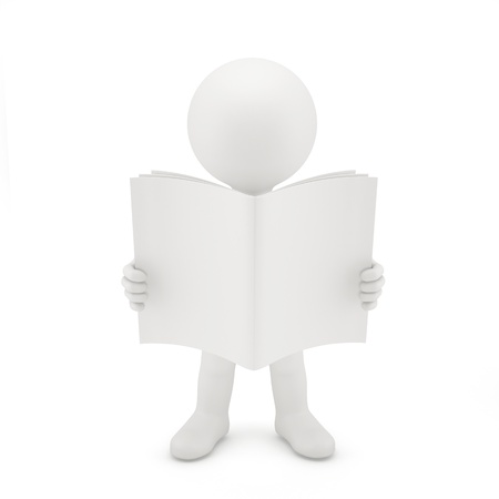 3D man reading a book  Isolated on whiteの写真素材
