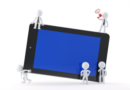 Group of business people using tablet. Isolated on white backgroundgroup, laptop,の写真素材