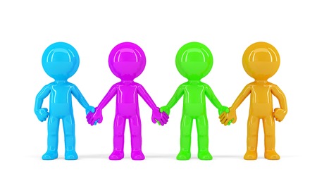 Group of People Holding Hands. Isolated. Contains clipping pathの写真素材