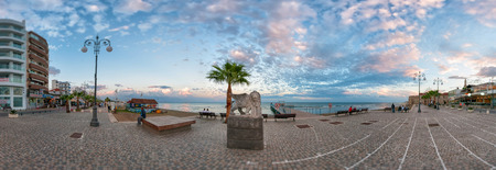 LARNACA, CYPRUS - DECEMBER, 10 2013  Winged Lion statue at Foinikoudes promenade のeditorial素材
