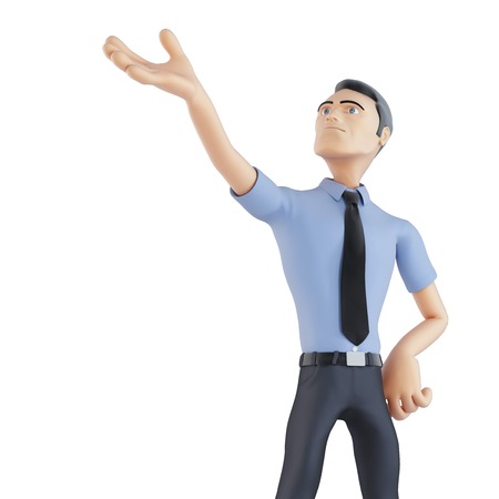 3d business man pointing at invisible object. Isolated on white. Contains clipping path