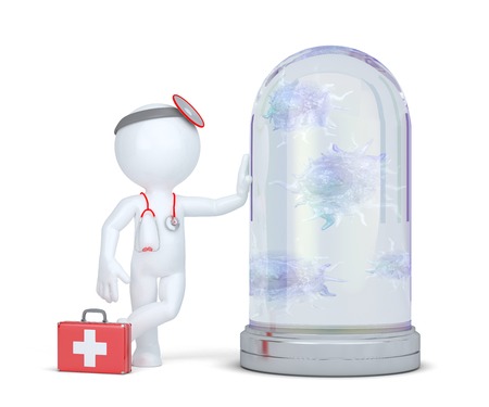 Doctor with virus sample. Isolated over white. Contains clipping pathの写真素材