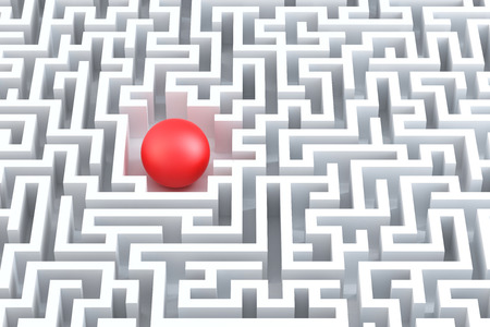 Red sphere in the center of the maze.の写真素材