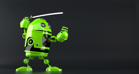 Cyber ninja. Technology concept. Isolated. の写真素材