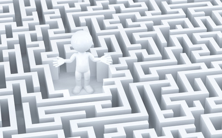 Lost in maze. 3d illustrationの写真素材