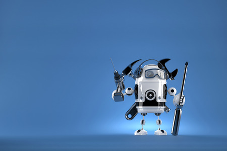 Robot worker. 3D illustration. Contains clipping pathの写真素材