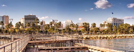 Panoramic view of Limassol city. Color tone tuned photoの写真素材