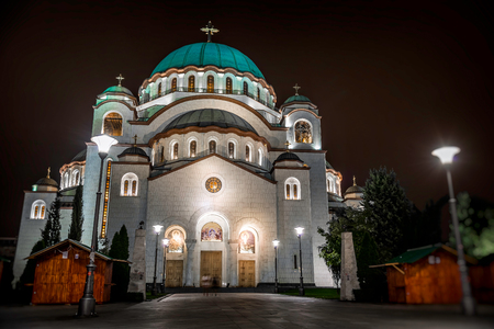 St. Sava Cathedral at night. Belgrade, Serbia.の写真素材