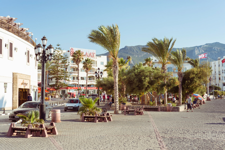 KYRENIA, CYPRUS - JULY 07, 2015: Street view, Kordonboyu Park.のeditorial素材