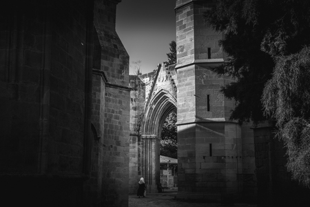 Undefinable woman at Selimiye mosque. Nicosia, Cyprus.の写真素材