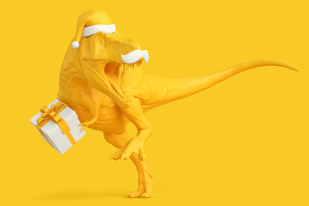 Santa Rex. Christmas concept. 3D illustration. Contains clipping path.の写真素材