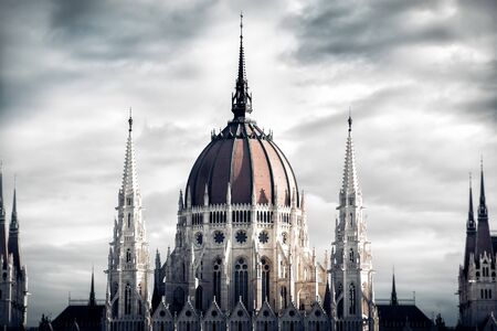 The Central Dome of the Hungarian Parliament Building. Budapest, Hungaryの写真素材