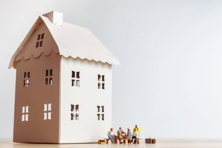 Group of construction workers having breakの写真素材