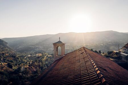 Panagia Chrysokorfitissa church and surroundings at sunset. Limassol District, Cyprusの写真素材