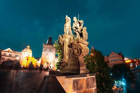 Saint Barbara, Margaret and Elizabeth at Charles Bridge. Prague, Czech Republicの写真素材