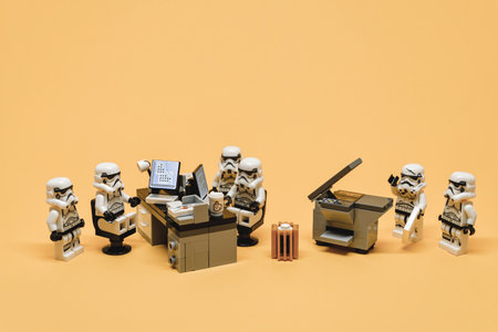 Stormtroopers in the office. Business situations concept. Illustrative editorial. June 22, 2021