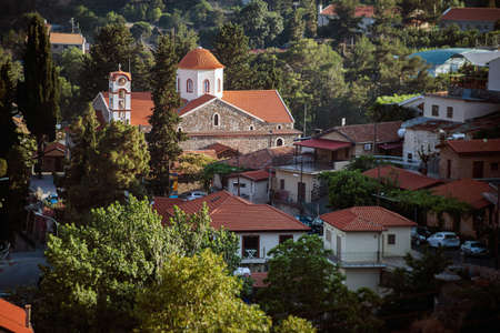 View of a village church, Agros village, Cyprusの写真素材