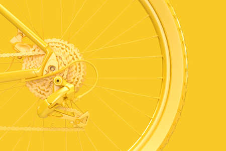 Clos-up of bicycle rear wheel with derailleur gear casette and chain. 3D illustrationの写真素材