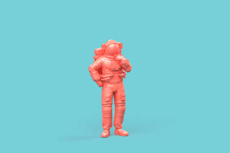 Astronaut standing in thoughtful pose. 3D illustrationの写真素材