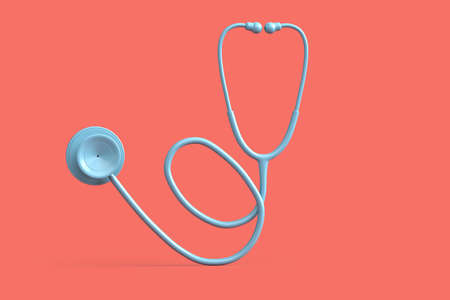 Teal stethoscope on pink background. 3D illustrationの写真素材