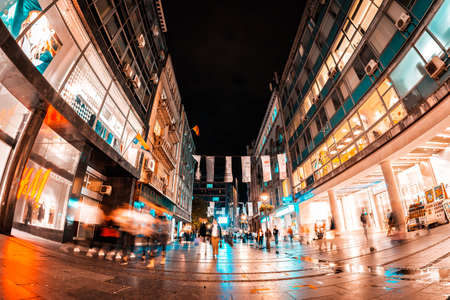 Belgrade, Serbia - September 27, 2019: Knez Mihailova Street at nightのeditorial素材
