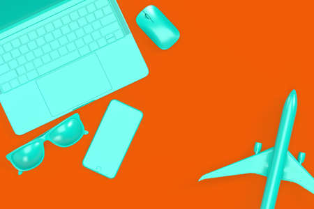 Yellow sofa and armchair on teal background. 3D Rendering