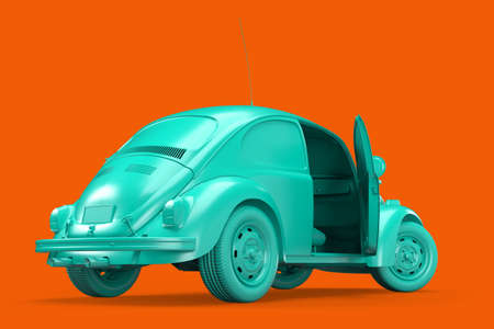 Rear view of classic vintage car. 3D illustrationの写真素材