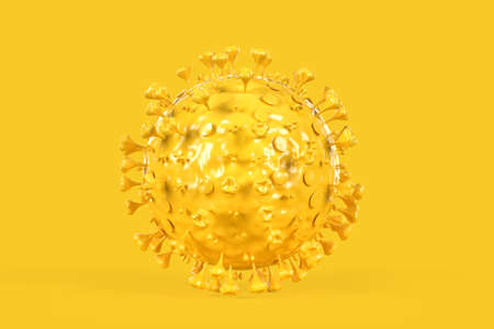 Illustration of a coronavirus molecule on yellow background. 3D renderingの写真素材