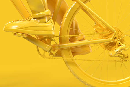 Close-up of bicycle chain and sprocket systems. 3D illustrationの写真素材