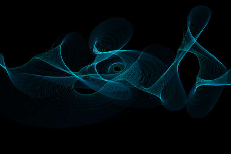 Abstract blue wave on dark background. Digital Illustration