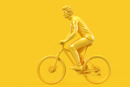 Side view of casual dressed man on bicycle. 3D illustrationの写真素材