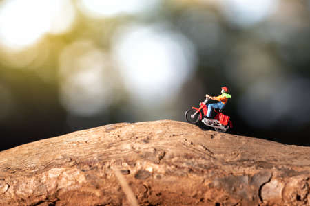 Riding motorcycle in rural area. Wanderlust lifestyle conceptの写真素材