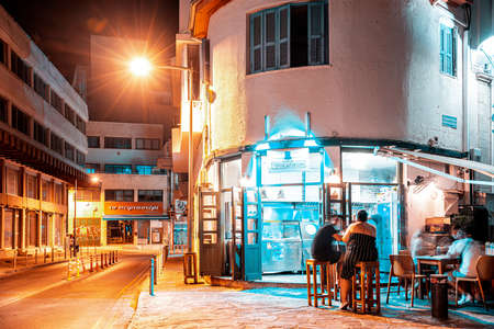 Limassol, Cyprus - July 27 2019: People sitting at kebab house in old townのeditorial素材
