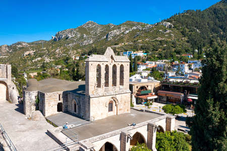 Facade of the monastery church of the 1st half of the XIII century. Bellapais, Kyrenia District, Cyprusのeditorial素材