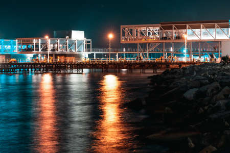Limassol old port at night. Cyprusの写真素材