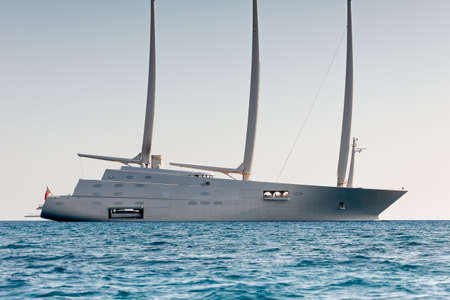 Limassol, Cyprus - October 26, 2021: Sailing yach A owned by Russian billionaire Andrey Melnichenko