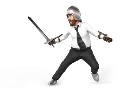 Office Knight. Business concept. Isolated. 3D Renderingの写真素材