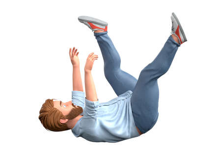Man falling down. Isolated on white background. 3D Renderingの写真素材