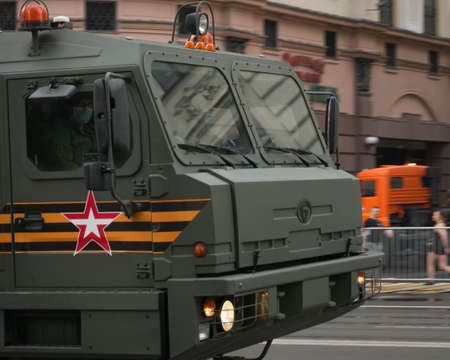 Moscow, RUSSIA - June 18, 2020: Rehearsal of the parade dedicated to the 75th anniversary of the Great Victoryのeditorial素材