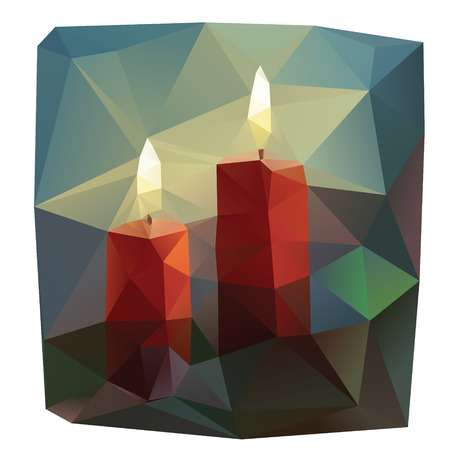 Colorful lowpoly triangulated illustration of firing candlesの写真素材