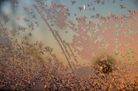 ice patterns on windowの写真素材