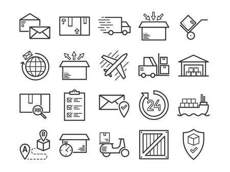 Cargo and Mail Delivery icons. Vector setのイラスト素材