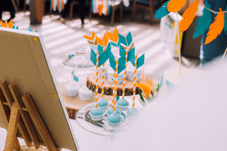 Holiday design for children's holiday in boho style, a magical children's birthday party. Design...