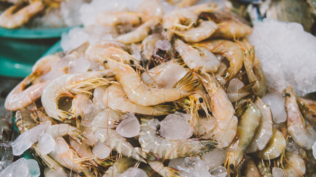 shrimp on local market  close-up shallow focusの写真素材