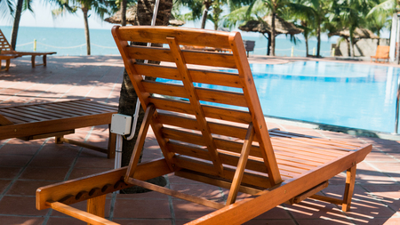 sun lounger during a tropical holiday. Conditions for a perfect tanの写真素材