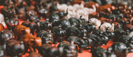 Thai elephant souvenir close-up. Thailand souvenir markets, Bangkokの写真素材