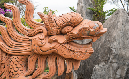 Asian dragon sculpture in details.の写真素材