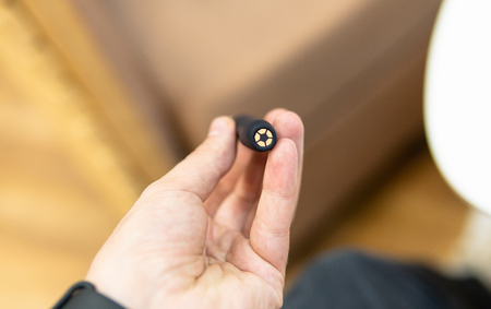 Man holding electronic cigarette system. Heating tobacco technologyの写真素材