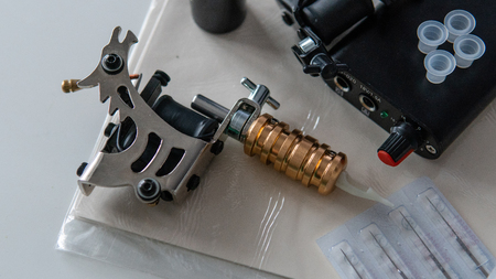 equipment for the tattoo master. Professional tattoo in 2019の写真素材